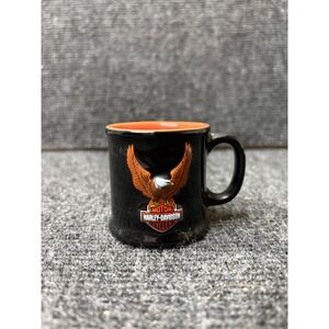 Harley-Davidson Ceramic Mini Mug Shot Glass Black Orange Eagle Logo 2014 F-45